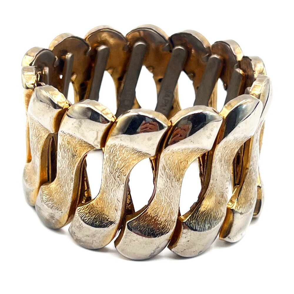 Vintage Japan Bergere Gold Tone Expandable Bangle Bracelet - BR479